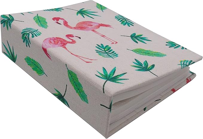 Kids Photo Album, 100 Pockets 5x7 Picture Album, Slip-in Linen Cover Photo Album Book for Boys, Girls, Family(Flamingo)