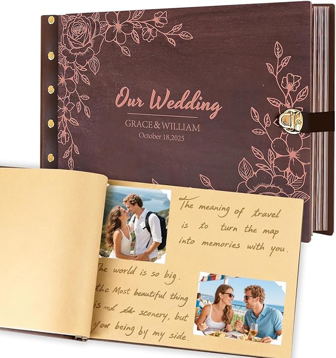 Personalized Wedding Scrapbook Album, Photo Album for Couples Handmade, Custom Wedding Guest Book Anniversary Keepsake Gifts