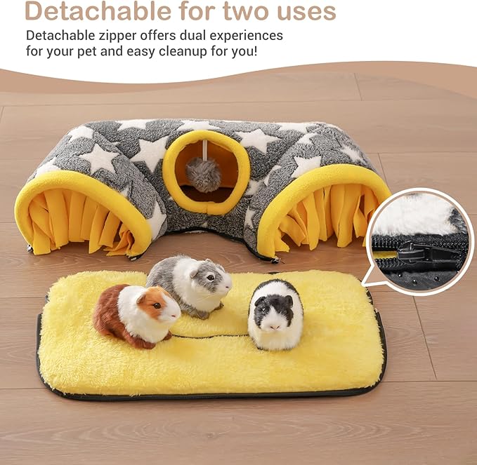 Avont Guinea Pig Tunnel, Small Animal Hideaway Tube Toy | Cozy Plush Tunnel for Guinea Pigs and Small Pets with Non-Slip Bottom and 2-In-1 Design in Medium Size Starry