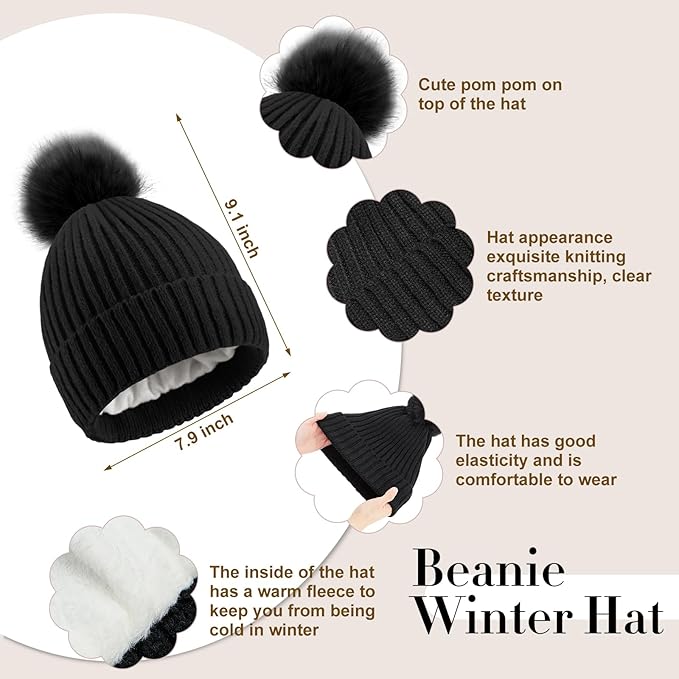 Geyoga 6 Pcs Winter Warm Set for Women Warm Beanies Hats Touchscreen Gloves Long Scarf Ear Muffs Socks Winter Gifts for Women