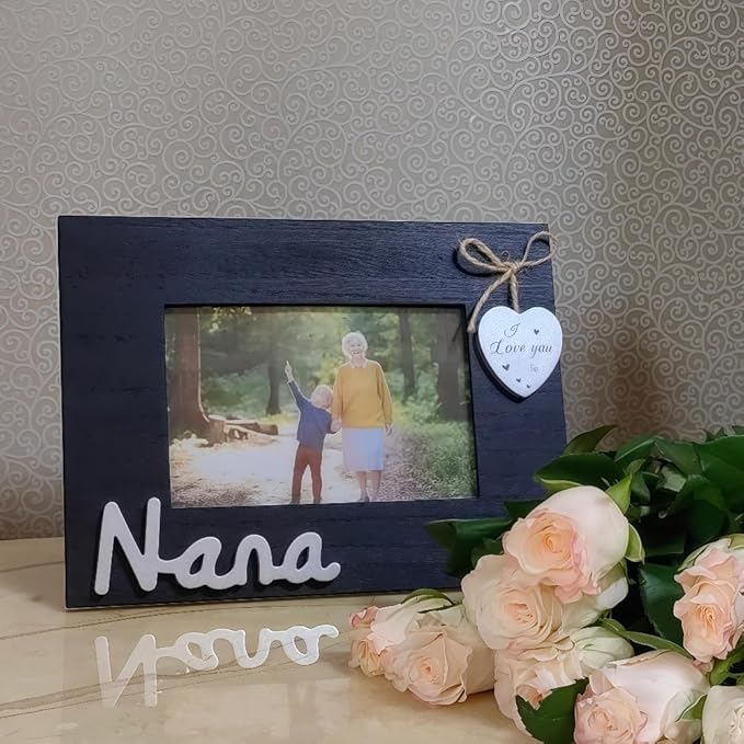 Grandma Picture Frame 4x6 Horizontal,I Love You So Nana Photo Frame with Heart,Grandparents Day Gift,Gift for Grandma from Grandchildren, Nana Picture Frame Heart (Nana Horizontal)