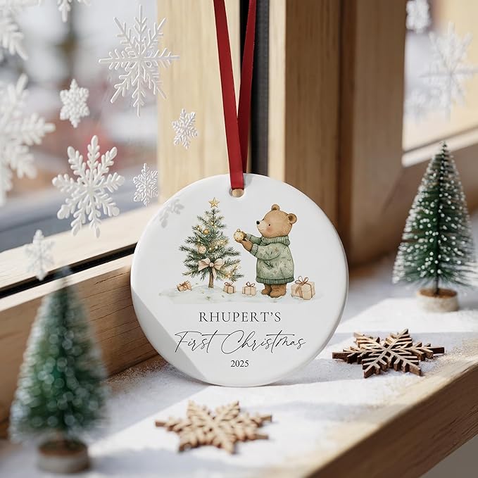 Baby's First Christmas Ornament Boy Girl 2025 Personalized Baby's First Christmas Ornaments Keepsake for Newborn, My First Christmas New Mom, Dad, Christmas Tree Keepsake Gift Idea