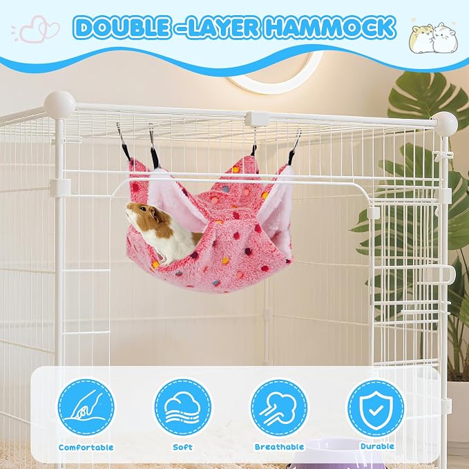 YedsIntu 3 Pcs Guinea Pig Hammock, Rat Ferret Hamster Hanging Hammock Guinea Pig Accessories for Small Animals Chinchilla Parrot Sugar Glider Ferret Squirrel (11"×11")