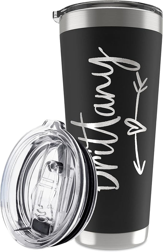 Be Burgundy Personalized Tumbler with Engraved Name - 12 Designs, 30 Oz Coffee Tumbler with Slider Lid, Black - Double Wall Insulated, Personalized Gift for Him & Her