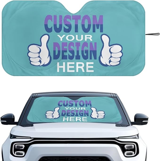 Personalized Custom Car Front Windshield Sun Shade Foldable Universal Customized Auto Sun Shade UV Ray & Heat Block Vehicle Accessories Windshield Protecion for Car Truck SUV