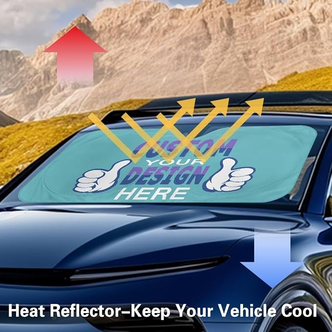 Personalized Custom Car Front Windshield Sun Shade Foldable Universal Customized Auto Sun Shade UV Ray & Heat Block Vehicle Accessories Windshield Protecion for Car Truck SUV