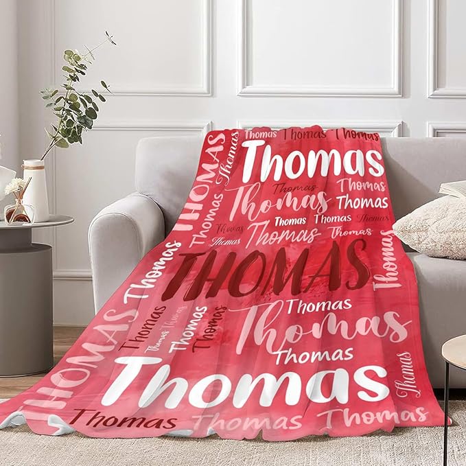 Personalized Custom Baby Blanket with Name for Girls Boys Kids Customized Flannel Blanket for Bed Nursery Room Baby Stroller