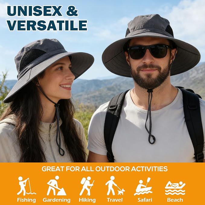 EINSKEY Wide Brim Sun Hat, UPF 50+ UV Protection Waterproof Packable Bucket Hat for Men & Women, Fishing Hiking Beach Garden