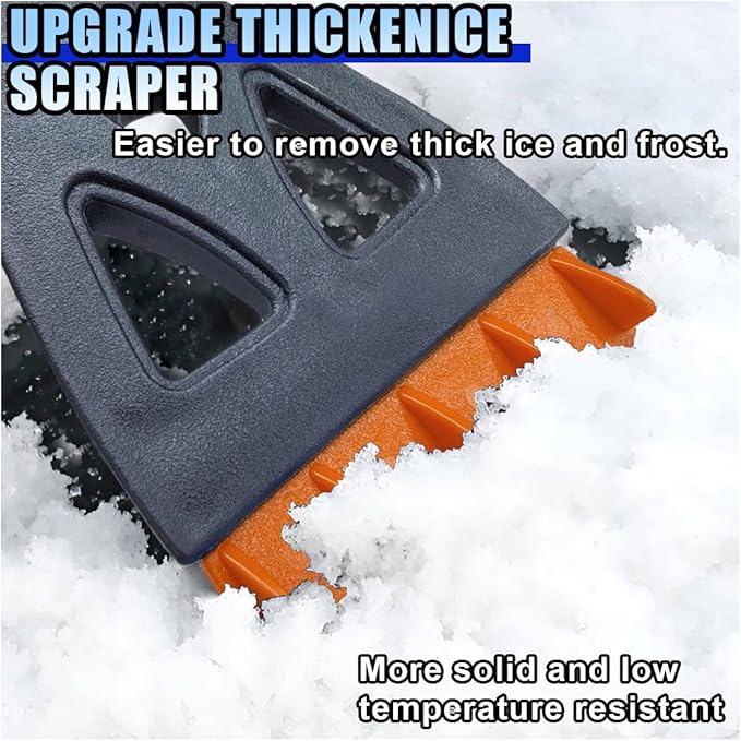 31.5" Detachable Snow Brush and Ice Scraper for Car Windshield, 2-in-1 Winter Snow Removal Tool with Extendable, 360° Rotating Soft Bristle Brush Head and Foam Grip for Most Vehicles (Orange)