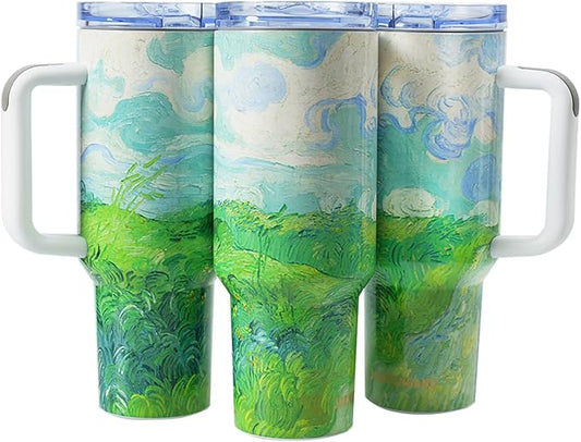 Jormungand 40 oz Tumbler with Handle and Straw, Vacuum Insulated Stainless Steel Cup & Water Bottle, Leakproof Lid, BPA-Free, Cup Holder Friendly for Travel, Keeps Drinks Hot & Cold Fields