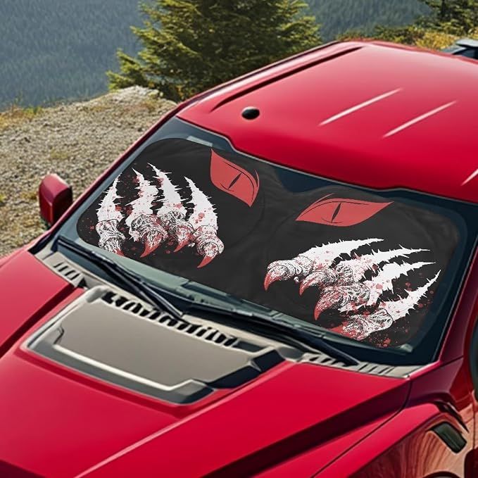 Terrifying Monster Car Sun Shade Easy to Install Front Windshield Sun Visor Protector Heatshield Keep Your Vehicle Cool,Car Accessories