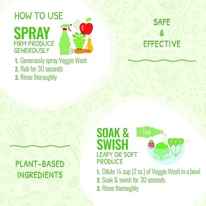 Veggie Wash Organic Fruit and Vegetable Wash Soaker, 32 Fluid Ounce