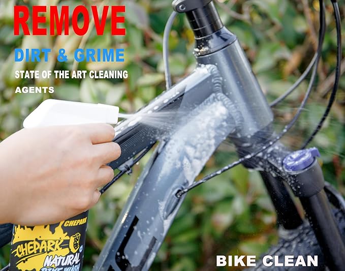 CHEPARK Cleaning Kit-Bike Wash & Drivetrain Essentials Kit with bike clean,Bicycle Degreaser,dry Lubricant,Cleaning Brush Tool-Bike Maintenance for Mountain Road Gravel Bikes