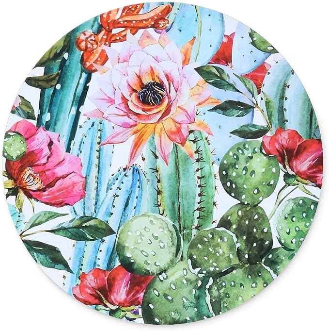 Non-Slip Rubber Beautiful Cactus Flower Design Round Gaming Mouse Pad | Non-Slip Rubber Round Mouse Pad，Beautiful Cactus Flower Design Round Gaming Mouse Pad (7.87 inch x 7.87 inch)