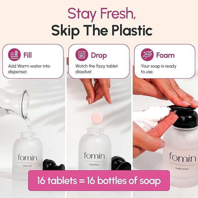 FOMIN Foaming Hand Soap Refills (16 Pack) - Magnolia Neroli Foaming Hand Soap Tablets - Skin Friendly Foam Soap Refill for Hand Wash - Makes 128 fl oz (16 x 8 fl oz)