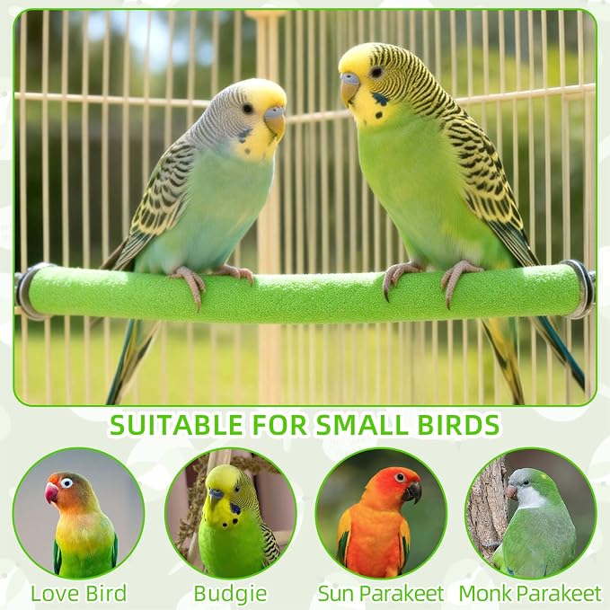 Rypet 90-Degree Parrot Perch for Cage Corner, Quartz Bird Perch (Green S) | For Paw Grinding Clean Stick Exercise, Rough Quartz Surface, Small Parakeets Cockatiel Conures
