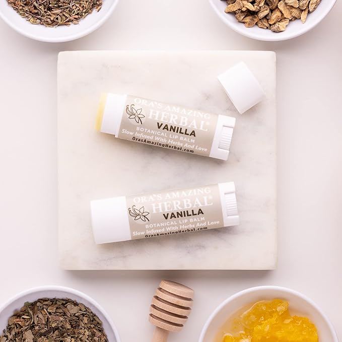 Soothing Natural Vanilla Lip Balm, Beeswax, Calendula Lip Balm, Dry Cracked Lips, Perioral Dermatitis, Organic Coconut Oil No Synthetic Fragrance