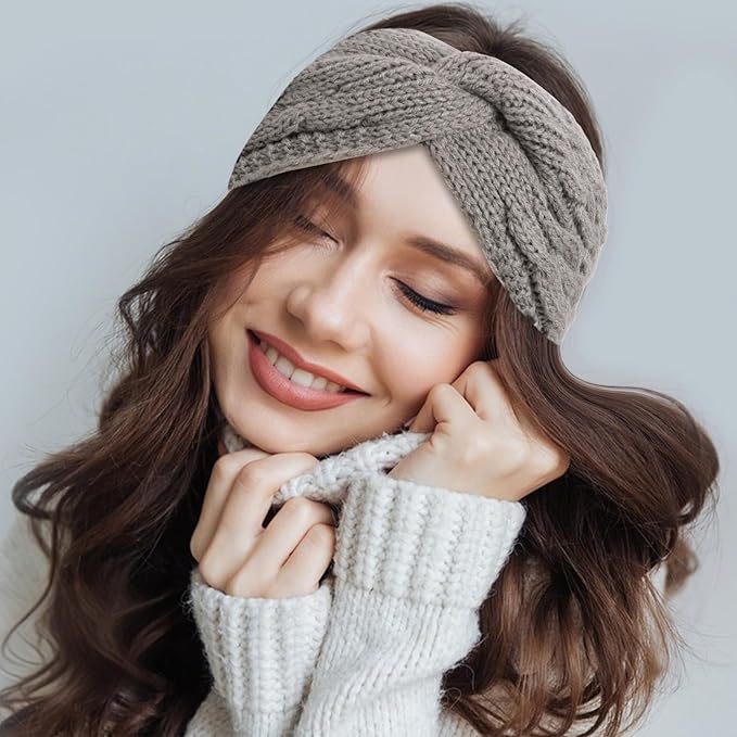 4 Pack Winter Headbands for Women Knitted Headbands for Women Knit HairBands, Fleece-Lined Winter Headwear for Warmth & Style, Ear Warmers Daily Wear & Outdoor Activities and Chrismas Gifts