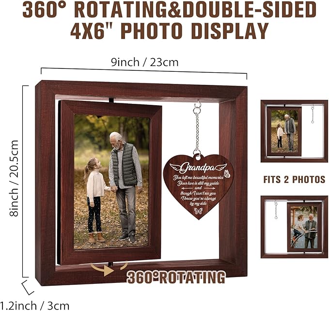 Vetbuosa Memorial Picture Frame for Loss of Grandpa - Sympathy Gift for Grandfather - Bereavement Remembrance Funeral Condolence - Fits 4x6 In Photo