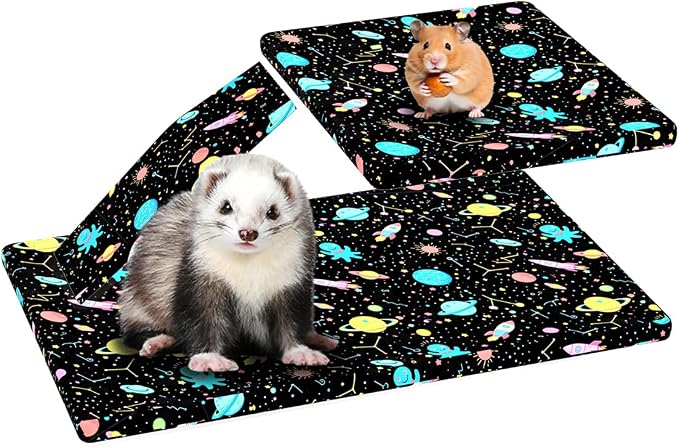 YKD Ferret Cage Liners for Ferret Nation & Critter Nation Cages | Waterproof Chinchilla Cage Accessories, Washable Bedding, for Ferrets, Chinchillas, Rats (Black, Bottom Pan Set)
