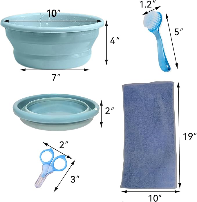 JSLZF Hedgehog Bath Supplies Grooming Kit: Foldable Bathtub, Nail Clippers, Bathing Brushes, Towel for Hedgehog Small Pets like Guinea Pigs