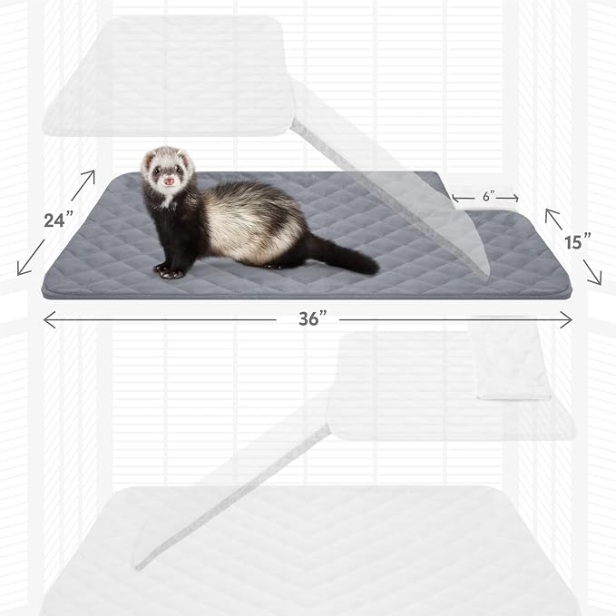 Paw Inspired Fitted Fleece Top Pan Liner for Critter Nation Cage, Gray | Tray Cover with Notch for Ferret Nation/Critter Nation Cage, For Ferrets, Rats, Chinchillas, Hedgehogs, Small Animals, Pets