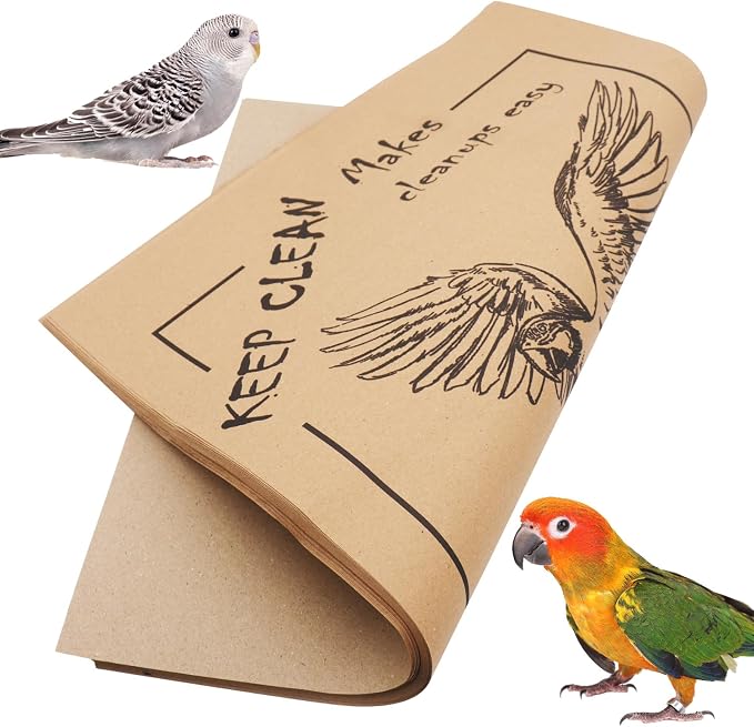 50PCS Disposable Bird Cage Liners 19.6x15.6 Inch Absorbent Precut Paper Pads for Parrots & Small Birds - Cage Bottom Protectors with Quick Cleanup Design