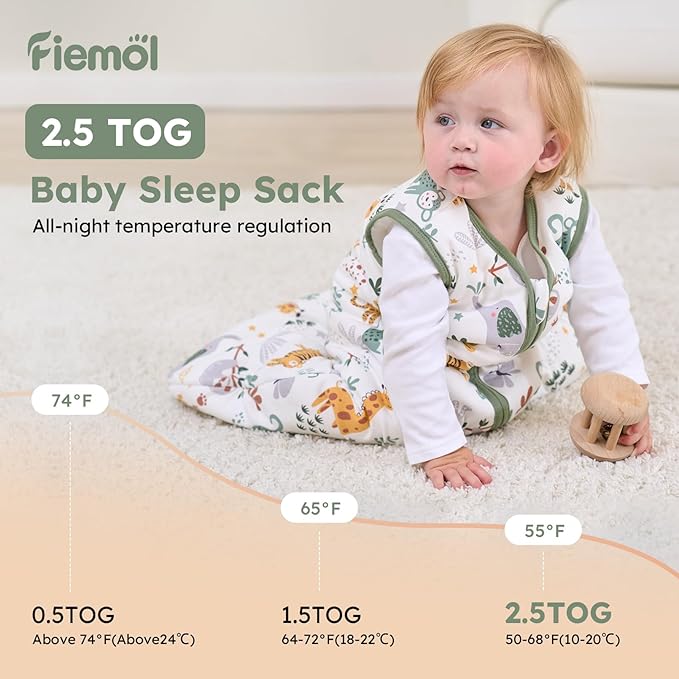 Baby Sleep Sack 18-24 Months, 2.5 TOG Cotton Winter Baby Wearable Blanket with 2-Way Zipper, Warm Soft Sleeping Bag for Toddler Boy Girl, XLarge Giraffe