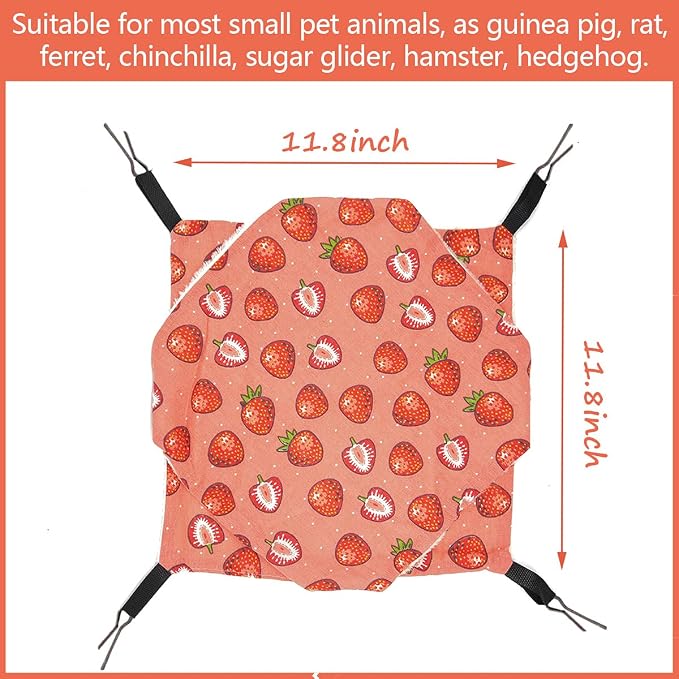 LEFTSTARER Triple-Layer Sugar Glider Hammock, Small Pet Cage Hammock, Sugar Glider Cage Accessories Hamster Bedding Small Animals Bed for Chinchilla Parrot Ferrets Rat Playing Sleeping (A. Strawberry)