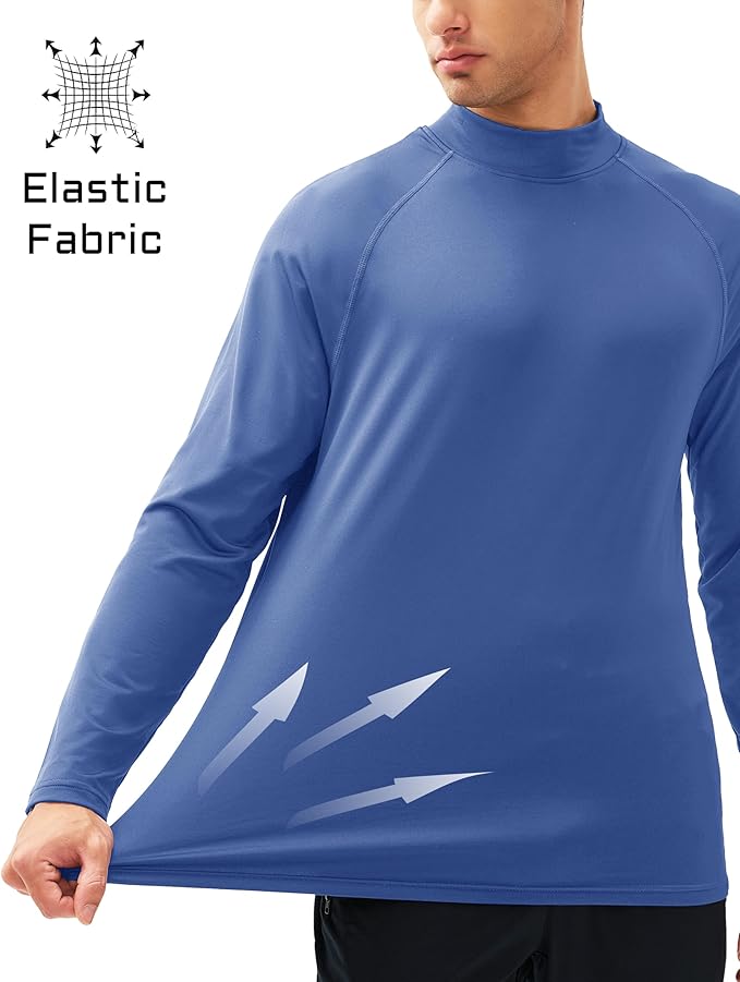 MAGCOMSEN Men's Thermal Shirt Mock Turtle Neck, Fleece Lined Long Sleeve Undershirts, Athletic Warm Base Layer Winter Top