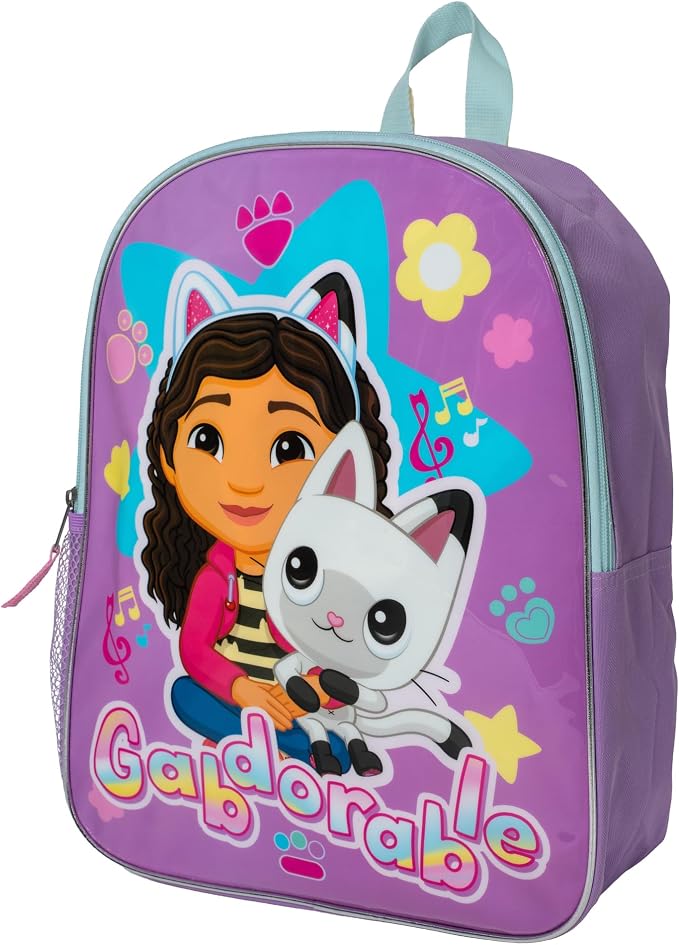 AI ACCESSORY INNOVATIONS Gabby's Dollhouse Kids Backpack, Elementary School Girls Book Bag with Padded Straps, Purple