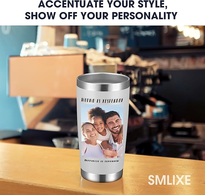 Personalized Custom Tumbler Print in USA 96 Pcs 20oz Stainless Steel Coffee Cup with Lid & Straw Double Wall Insulated Tumbler with Colorful Text Logo Photo