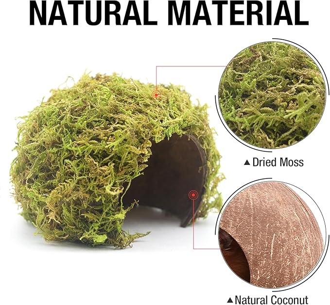 Hamster Hideaway/Hideout,Mossy Cave Hide,Hamster House/Hides,Hamster Cage Accessories for Gguinea Pig/Hedgehogs/Gliders/Rats/Mice and Other Small Animals(Set)
