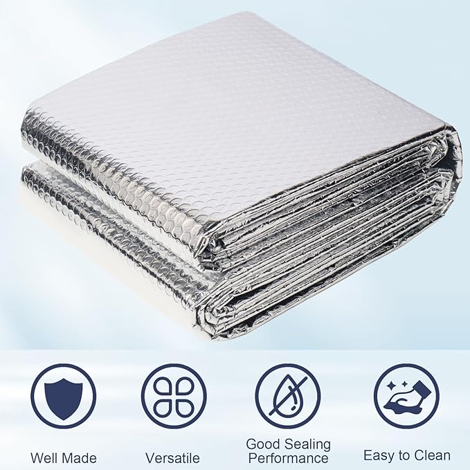Double Reflective Bubble Foil Insulation Foam, 23.6 in x 25.3 ft Aluminum Foil Thermal Insulation Radiant Barrier for Windows, Garage Door, RV, Roof