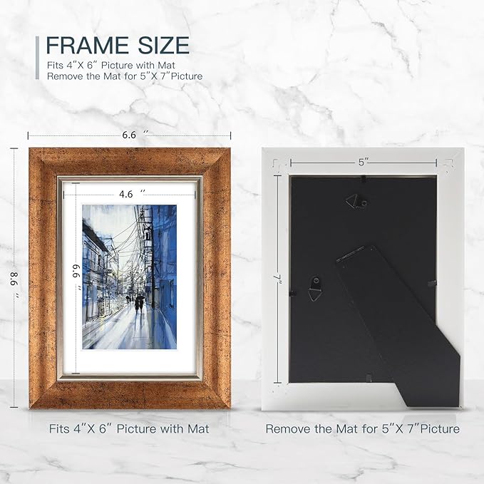 XUANLUO 5x7 Picture Frames Set of 4 Rustic Retro Photo Frame with HD Plastic Cover for Wall Mount and Tabletop Display Family Friends Wedding Gift