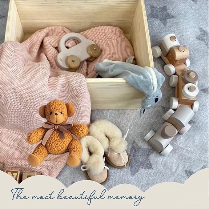 Large Personalized Baby Keepsake Box, Pine Wood 11.8x8x6.2 inches Memory Box for Keepsakes Custom Engraved Newborn Gift Box with Lid, Baby Shower Gifts for Boys Girls Keepsake Chest