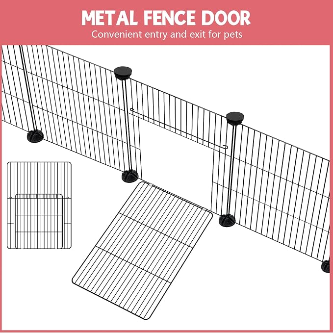 VISCOO 32 Panels Small Animal Playpen,47.5" x 23.7" x 31.5" Pet Playpen | Upgrade Waterproof Mat,Guinea Pigs, Rabbit/Bunny Cage, Bunny/Puppy Play Pen, Indoor Outdoor Portable Metal Fence