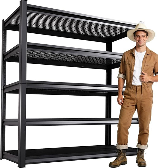 Garage Shelving, Heavy Duty Garage Shelves, Adjustable Metal Shelving Unit, Easy Assembly Garage Storage Shelves, 3000LBS Storage Rack Shelf for Garage, Basement, 72" H x 45.7" W x 19.7" D