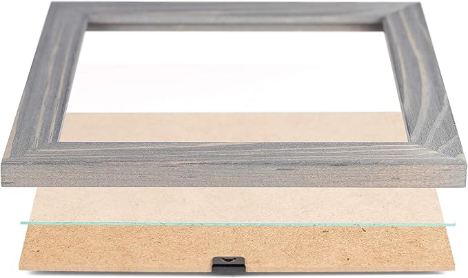 Rustic Wooden Square Pucture Frames 8x8 - Set of 2-100% Natural Eco Washed Wood with Real Glass for Wall Mounting and Tabletop Photo Frame - Grey