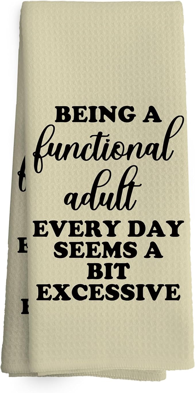 Funny Sarcastic Adult Beige Dish Towels 16x24 Inches, Decorative Absorbent Hand Tea Kitchen Bathroom Towels