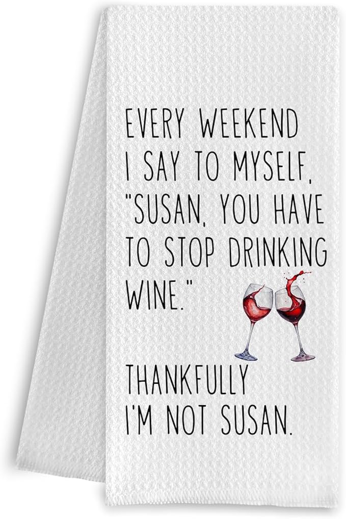 Funny Wine Kitchen Towels, Wine Gifts for Wine Lovers Dish Tea Towels for Kitchen Decor, Bar Towels for Bartender, Wine Kitchen Decor, 16x24 Inch