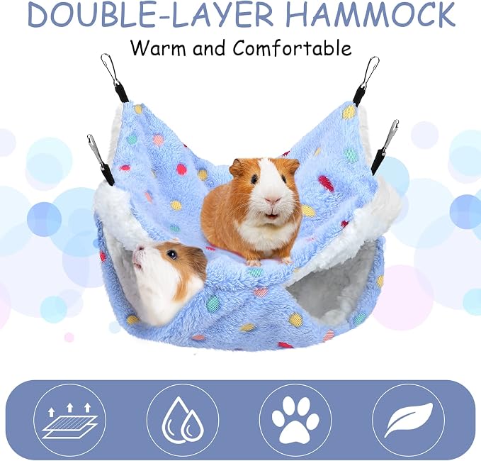 BOAO 2 Pcs Guinea Pig Rat Hammock for Pet, Mint Green, Pink, Heart Pattern | Ferret Hamster Hanging Hammock, Guinea Pigs Accessories, for Small Animals Chinchilla Parrot Sugar Glider Ferret Squirrel