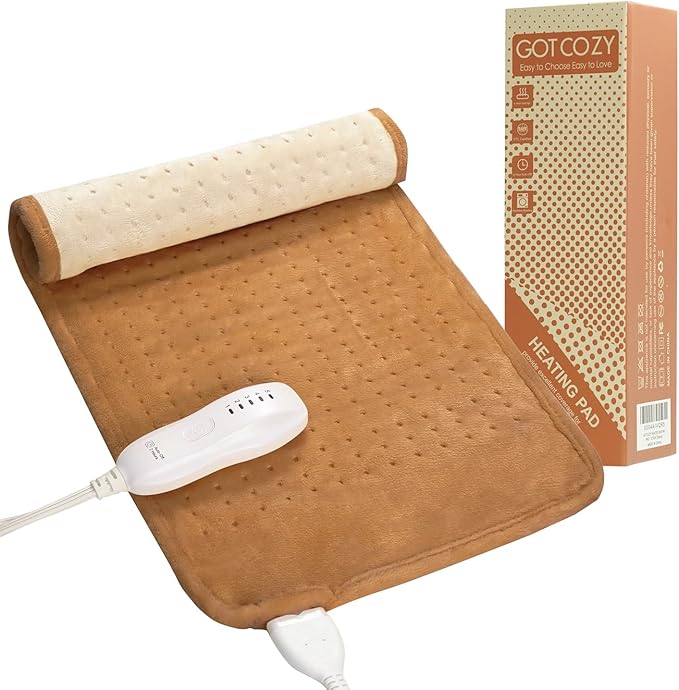 GOTCOZY Heating Pad for Back Pain Relief & Cramps,Electric Heating Pads for Neck and Shoulders with 2H-Auto Shut Off and 5 Heat Settings,Gifts for Mom Men 12''X24''(Biscuit)