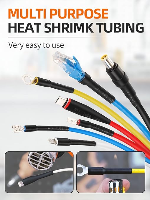 900PCS Wire Heat Shrink Tubing Kit, Industrial Heat-Shrink Tubing for Wires, 2:1 Marine Grade Heat Shrink Wrap, Premium Large Electrical Waterproof Heat Shrink Tape (Black 12 Sizes)