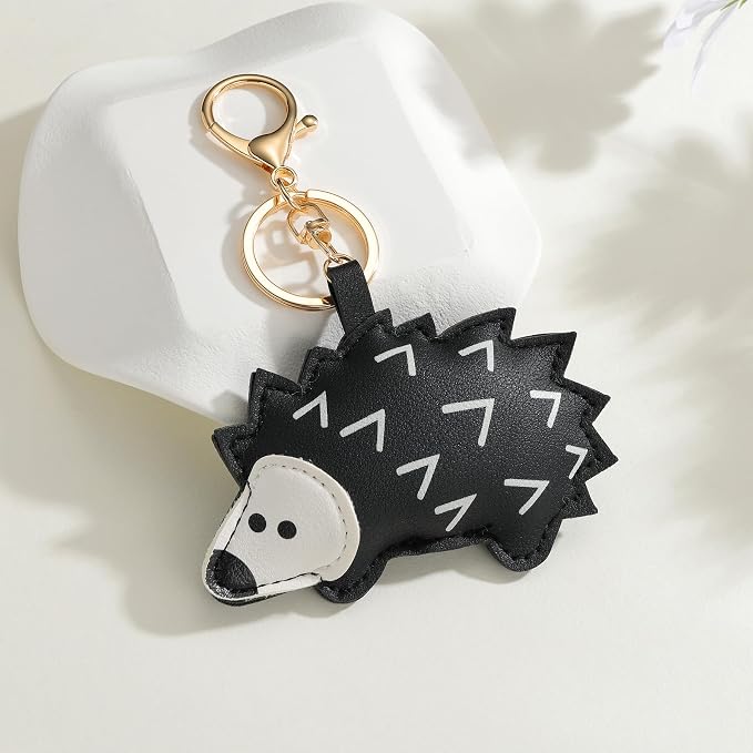 3D Hedgehog Bag Charm PU Leather Cute Charms for Car Key Purse Handbags Keychain Accessories Bestie Gift