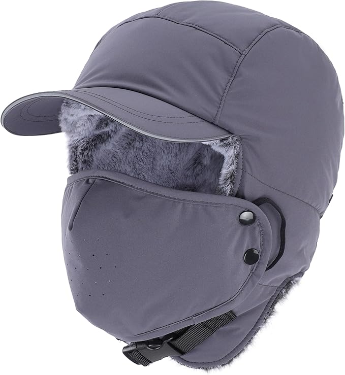 Connectyle Trapper Hat for Men Women Faux Fur Winter Hat with Ear Flaps Water-Resistant Hunting Hats Ushanka Skiing Cap