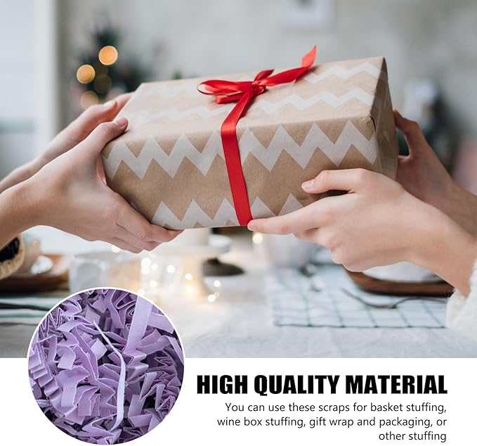 2 LB Light Purple Crinkle Cut Paper Shred Filler Great for Gift Wrapping, Basket Filling, Birthday, Wedding, Halloween, Thanksgiving, Christmas Day, New Year Party Decorations Filling Supplies