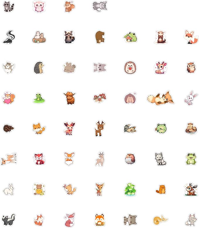 100Pcs Woodland Animal Stickers, Forest Animal Stickers for Water Bottle & Laptop - Woodland Party Supplies & Decorations, Gifts for Women & Men