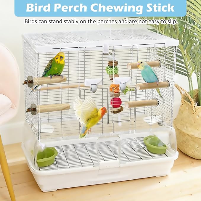Tfwadmx 8 PCS Parakeet Perch Bird Stand Toy Natural Wood Platform Grinding Nail Cage Accessories for Small Birds Cockatiels Lovebirds Budgie Parrots