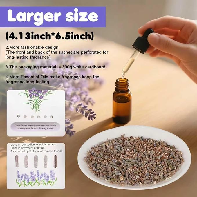 8 Packs Large Linen Scented Sachets for Closet Deodorizer Drawers, Hanging Long Lasting Potpourri Bags Home Fragrance Air Freshener